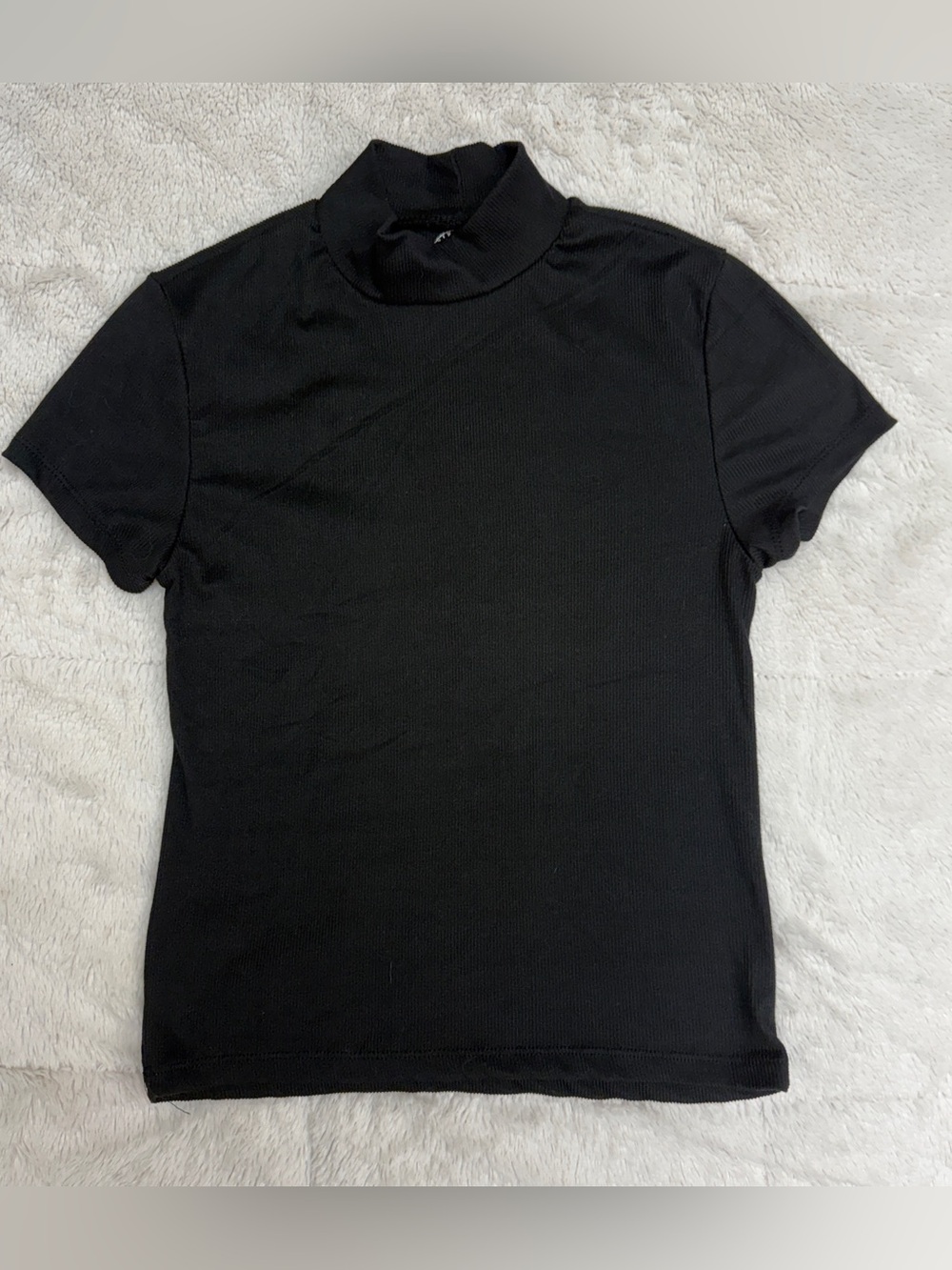 One Step Ahead Black Short-Sleeve Mock Neck Top
